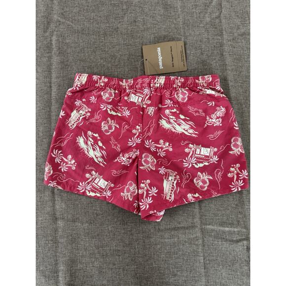 PATAGONIA GIRL'S XL BAGGIES SHORTS IN CERISE C STREET PINK RETRO HAWAIIAN PRINT - Picture 2 of 3